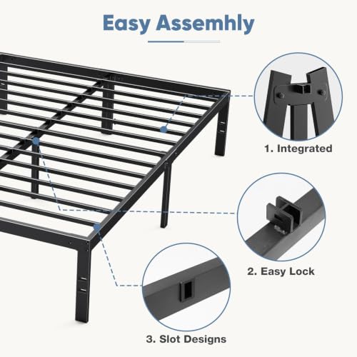 DUMOS Queen Bed Frame 12 Inch Metal Platform Bed with Storage, Modern Design