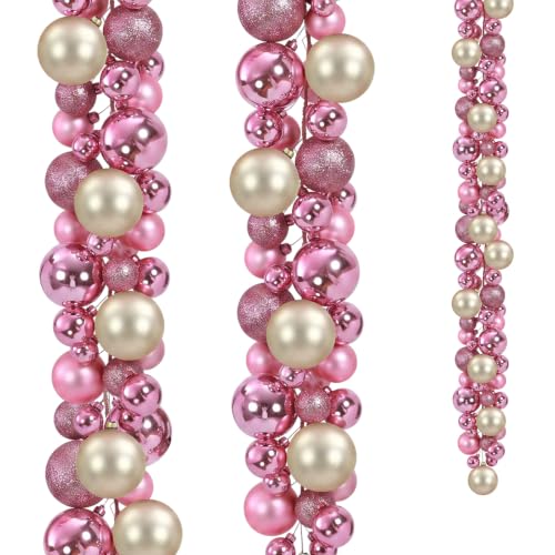 Yuxung 2 Pcs 6 ft Pink & Champagne Gold Christmas Garland - Pink/Champagne Gold 6 ft each