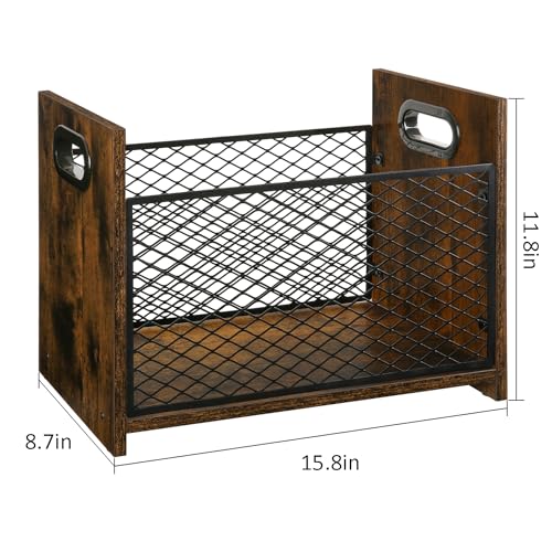 Rustic Metal Magazine Rack, Farmhouse File Storage Basket for Home Office