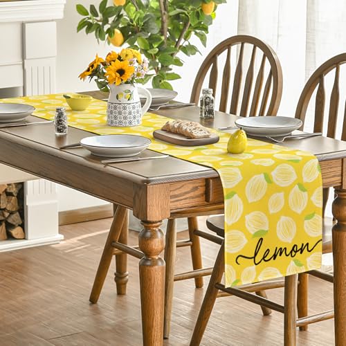 Artoid Mode 13 x 108 Inch Yellow Leaves Table Runner - 210 GSM