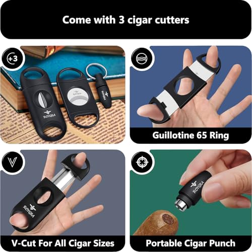 Silicone Cigar Ashtray Set for Patio with 3 Stainless Steel Cutters