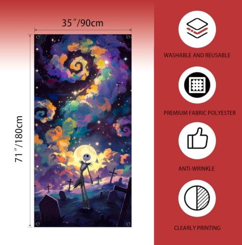 Halloween Door Cover 71x35in Horror Movie Backdrop Porch Banner