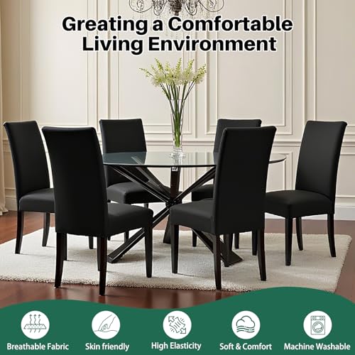 High Stretch Dining Chair Covers Set of 6, Washable & Soft
