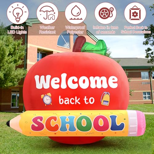 4.9ft Welcome Back to School Outdoor Inflatable Decor with LED Lights