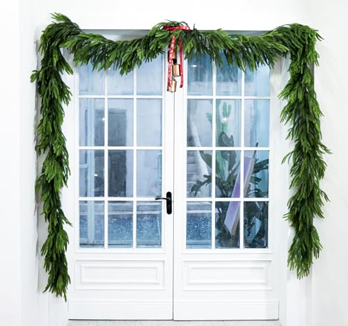 Real Touch Norfolk Pine Christmas Garland - 6ft Artificial Greenery (2 Pack)