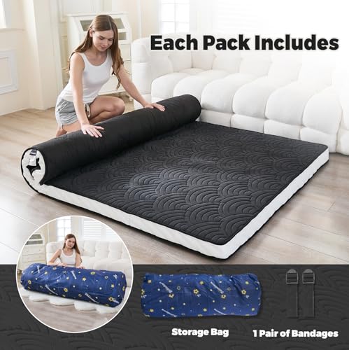 Portable Japanese Floor Mattress with Storage Bag and Non-Slip Bottom