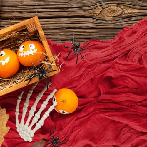 KEEPSHOWING 2 Pack Red Cheesecloth Table Runners 10Ft for Wedding & Party Decor