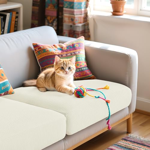 Stretch Couch Cushion Covers - 3-Piece Jacquard Sofa Seat Slipcover Set
