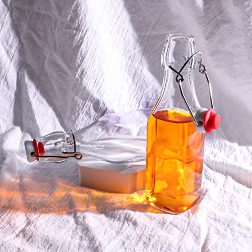 12 Pack 8.5oz Swing Top Glass Bottles, 250ML Square Bottles with Airtight Stoppers for Kombucha and Home Brewing
