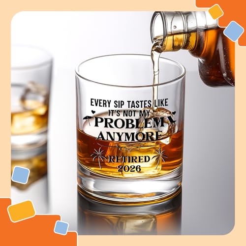 Retirement Whiskey Glass for Men - Funny Farewell Gift for Coworkers