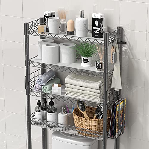 Over The Toilet Storage Shelf 4 Tier Gray - Bathroom Organizer & Shelving