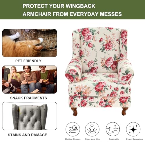 Stretch Wing Chair Slipcovers - 2-Piece Elastic Armchair Covers