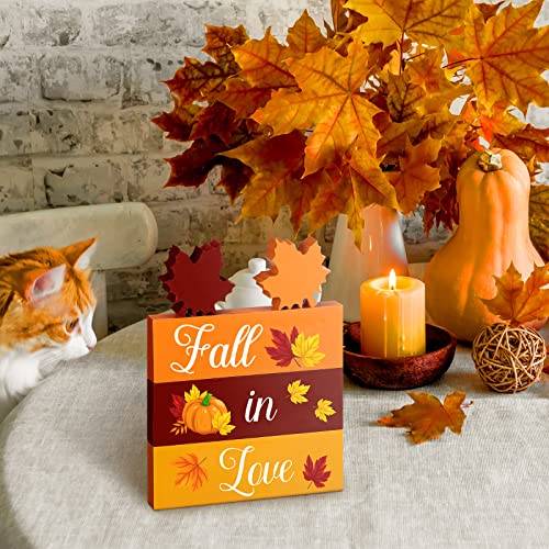 Fall Wooden Leaf Decor Blocks Set for Autumn Tiered Tray Home & Wedding Decor