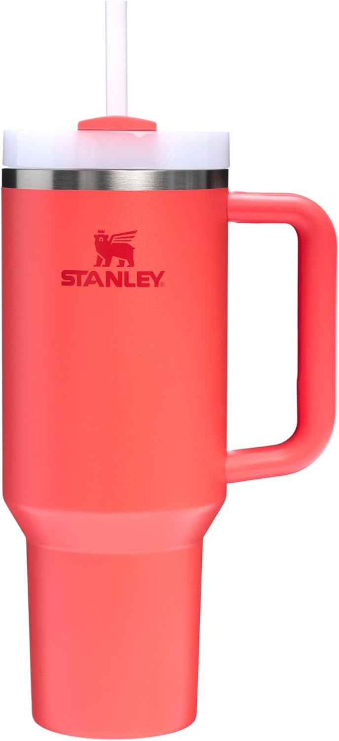 Stanley Quencher H2.0 Tumbler - 40 oz Insulated Stainless Steel Cup with Handle & Straw | BPA-Free Hot Coral