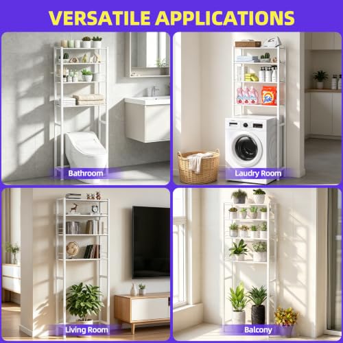 4-Tier Over The Toilet Storage Rack, Adjustable Bathroom Organizer Shelf