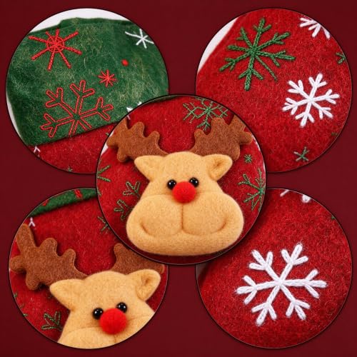 BAMIFEI Christmas Stocking 6.3 Inch Red 3D Reindeer Design - 09, Plush Cuff