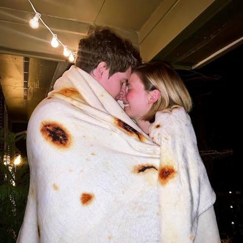 85-Inch Burrito Tortilla Throw Blanket - Realistic Soft Fleece Novelty Gift