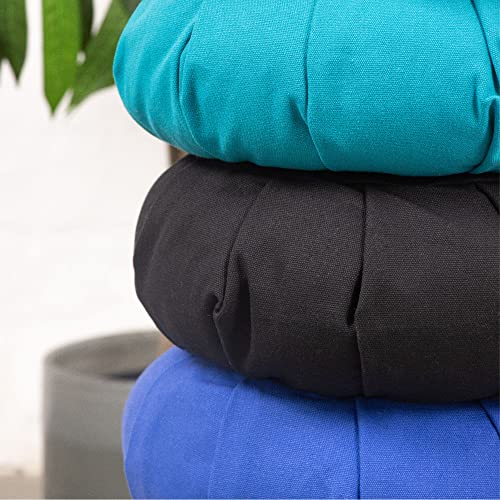 Zafu Yoga Meditation Cushion, Round Cotton Floor Pillow with Buckwheat Filling