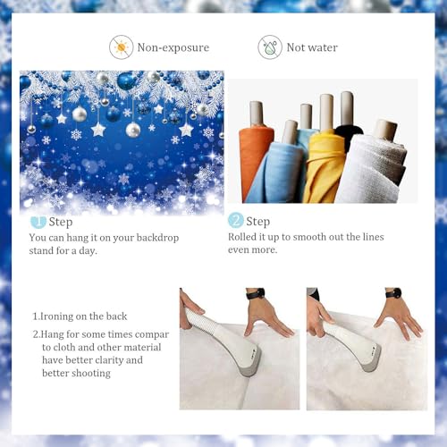 Blue Christmas Backdrop 82x59 Inch Snowflake Holiday Photo Background
