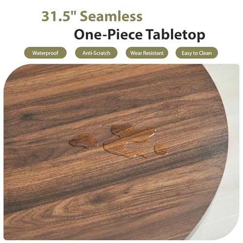 31.5-Inch Round Dining Table with Storage Shelf, Modern Farmhouse Kitchen Table