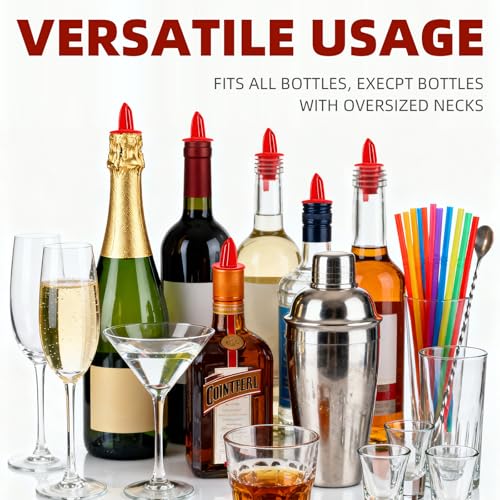Red 12Pcs Plastic Liquor & Syrup Pourers - Precise Control Bottle Spouts