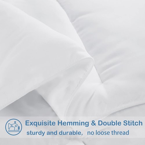 EASELAND Queen Size Down Alternative Comforter - Soft, Lightweight Quilted Duvet Insert for All Seasons | White 88×88 Inches