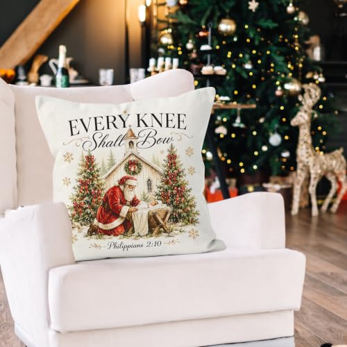 WNAGT Christmas Nativity Santa Pillow Cover 18x18 U Pillow Covers