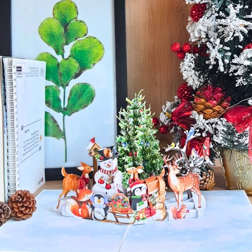HEARTAGS 3D Pop Up Christmas Card - Snowman Holiday Greeting Card
