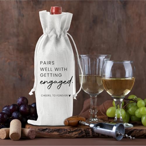 FBCCZEY Engaged Wine Bag White – Engaged Gifts, Party Decor for Couples