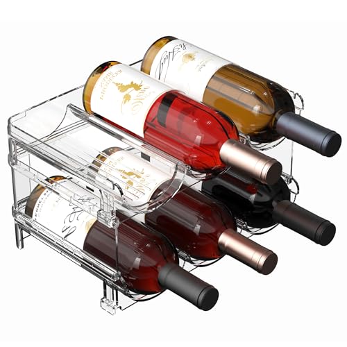 2-Tier Stackable Wine Rack and Water Bottle Organizer for Refrigerator