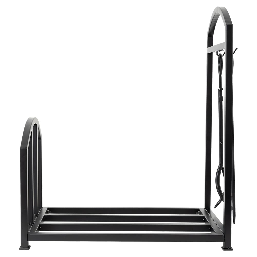 Country Living Bishop Creek 24 Inch Metal Indoor Firewood Log Holder with Log Poker and Tongs - Securely Holds 15+ Cut Logs