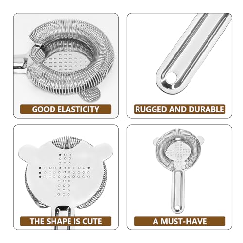 Stainless Steel Cocktail Strainer with Spring - Bar Tool for Mixologists & Home Use