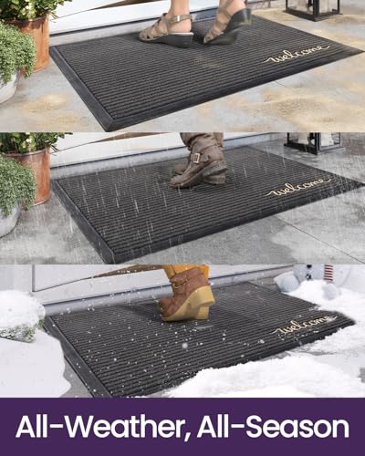 Heavy Duty Front Door Mat 24x36 - Non-Slip Outdoor Entryway Rug