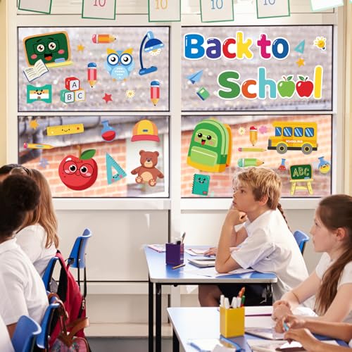 Back to School Window Clings - Double-Sided Educational Stickers