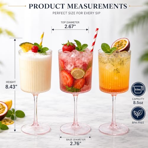 12-Pack 8.5oz Ribbed Plastic Champagne Flutes – Disposable Stemmed Glasses