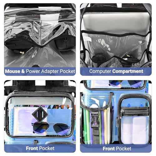 17-Inch Clear Backpack Heavy Duty Transparent Bookbag for School & Work