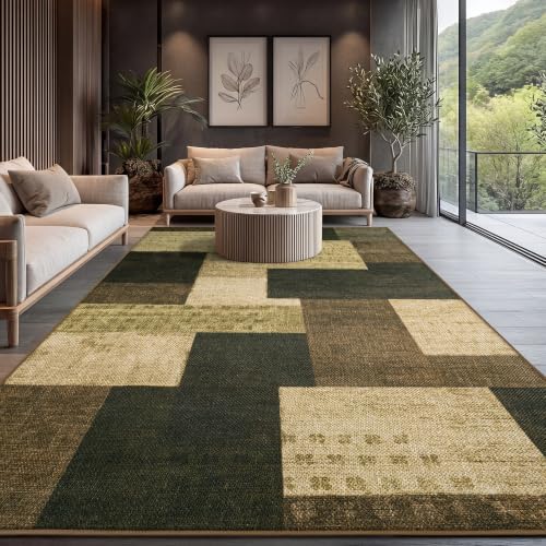 QuLint Modern Geometric Easy Jute Rug 6x9ft - Warm Taupe Indoor/Outdoor