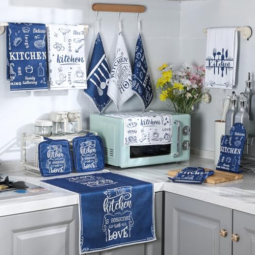 12-Piece Farmhouse Kitchen Set: Oven Mitts, Pot Holders, and Dish Towels