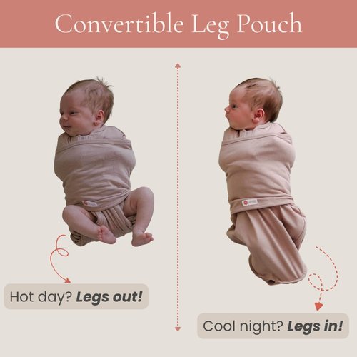 embe Long Sleeve Swaddle Blanket Sack & Beanie Hat for Babies 0-3 Months - Moss, 6-14 lbs | Arm and Legs in & Out Design | Hip Healthy