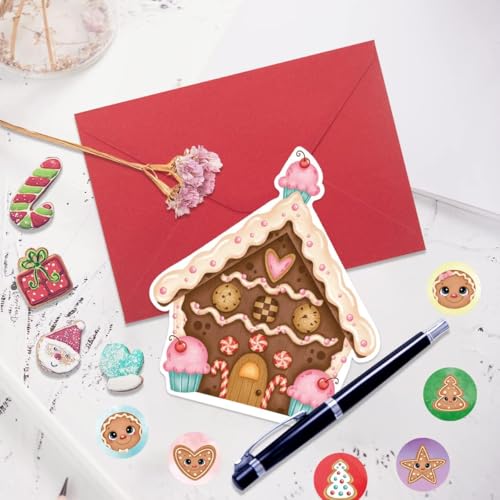 Ceiba Tree 24-Pack Gingerbread House Greeting Cards with Envelopes