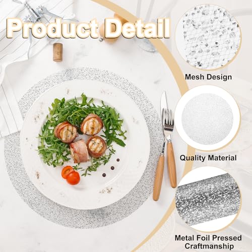 Star Silver 16Pcs Disposable Round Placemats 33cm (13") - uxcell