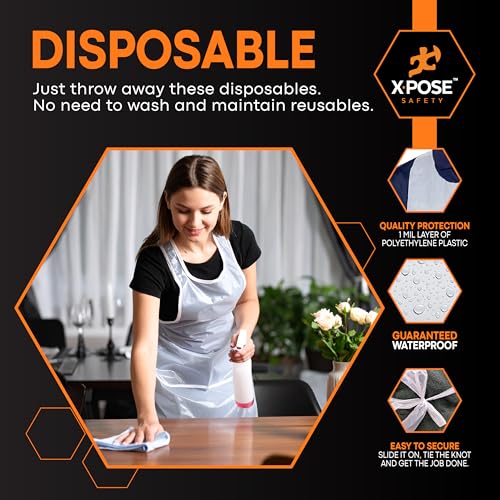 100 Pack Disposable Waterproof Polyethylene Aprons, 24" x 48" White