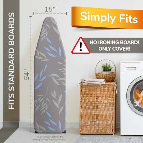 smart&gentle Ironing Board Cover and Pad - 15x54 Standard Size Heat Reflective