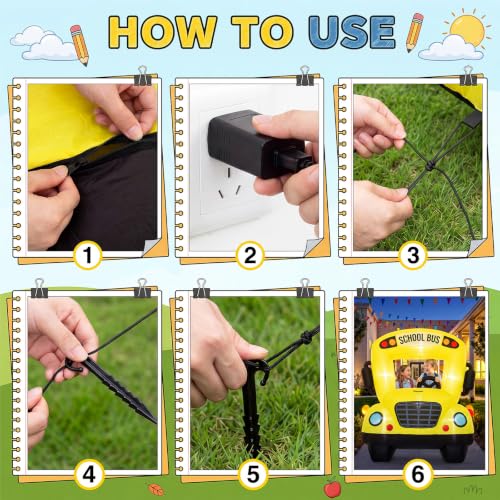 6 x 5 ft Inflatable School Bus Party Decoration with Built-in LED Lights