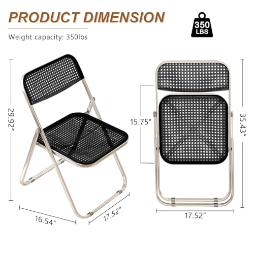 Heavy-Duty Folding Chairs, Steel Frame, 300lb Capacity, 4-Pack, Black