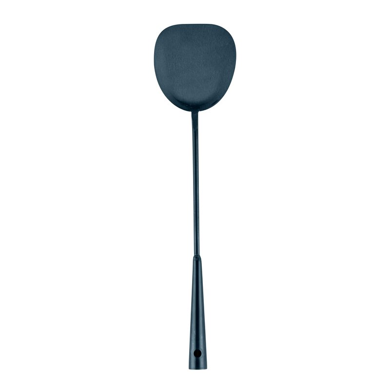 Restaurantware-Motomori 16 Inch Wok Spatulas, 10 Pre-Seasoned Cooking Turners - Hanging Hole, Extra Long Handle, Blue Carbon Steel Chinese Cooking Spatulas, For Stirring, Flipping, Frying, And More