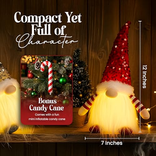 3-Pack Lighted Christmas Gnomes Plush Decor - 12" LED Scandinavian Santa