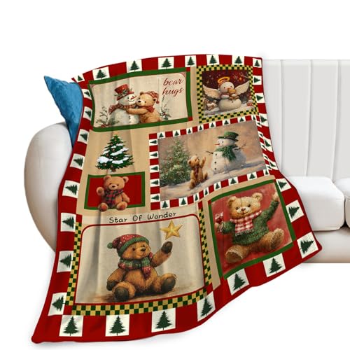 Olivine Christmas Snowman Fleece Throw Blanket 40x50 Inches - Winter Cozy Bedding for Sofa & Bed