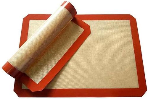 Good Dee's Silicone Baking Mats - Food Safe Non-Stick Baking Mats for Macaroons & Cookies | 16.5” x 11.6” | Pack of 2 (Red & Beige)