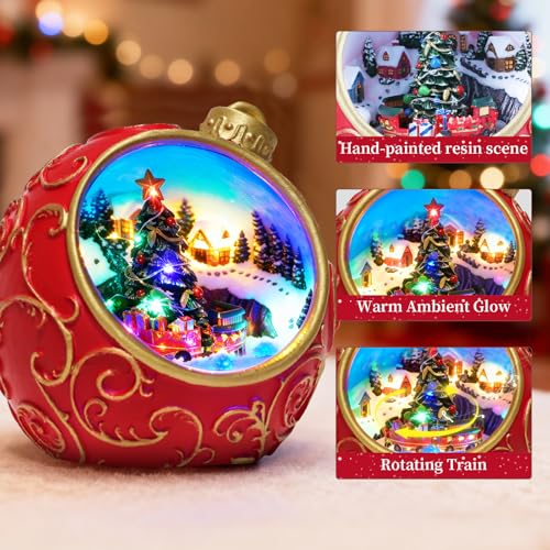 6.3" Animated Musical Christmas Village Globe with Rotating Train & Lights